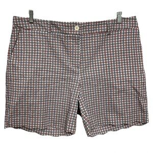 Talbots Women’s Size 16 Red White Blue Plaid Seersucker Cotton Shorts